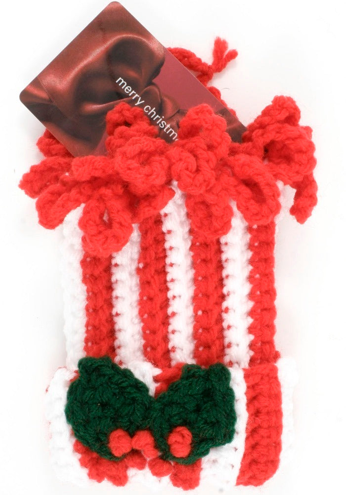 Striped Cap Gift Card Holder in Red Heart Super Saver Economy Solids - WR1046