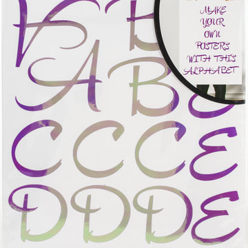 Sticko Iridescent X-Large Alphabet Stickers - Lavender Hipster Script
