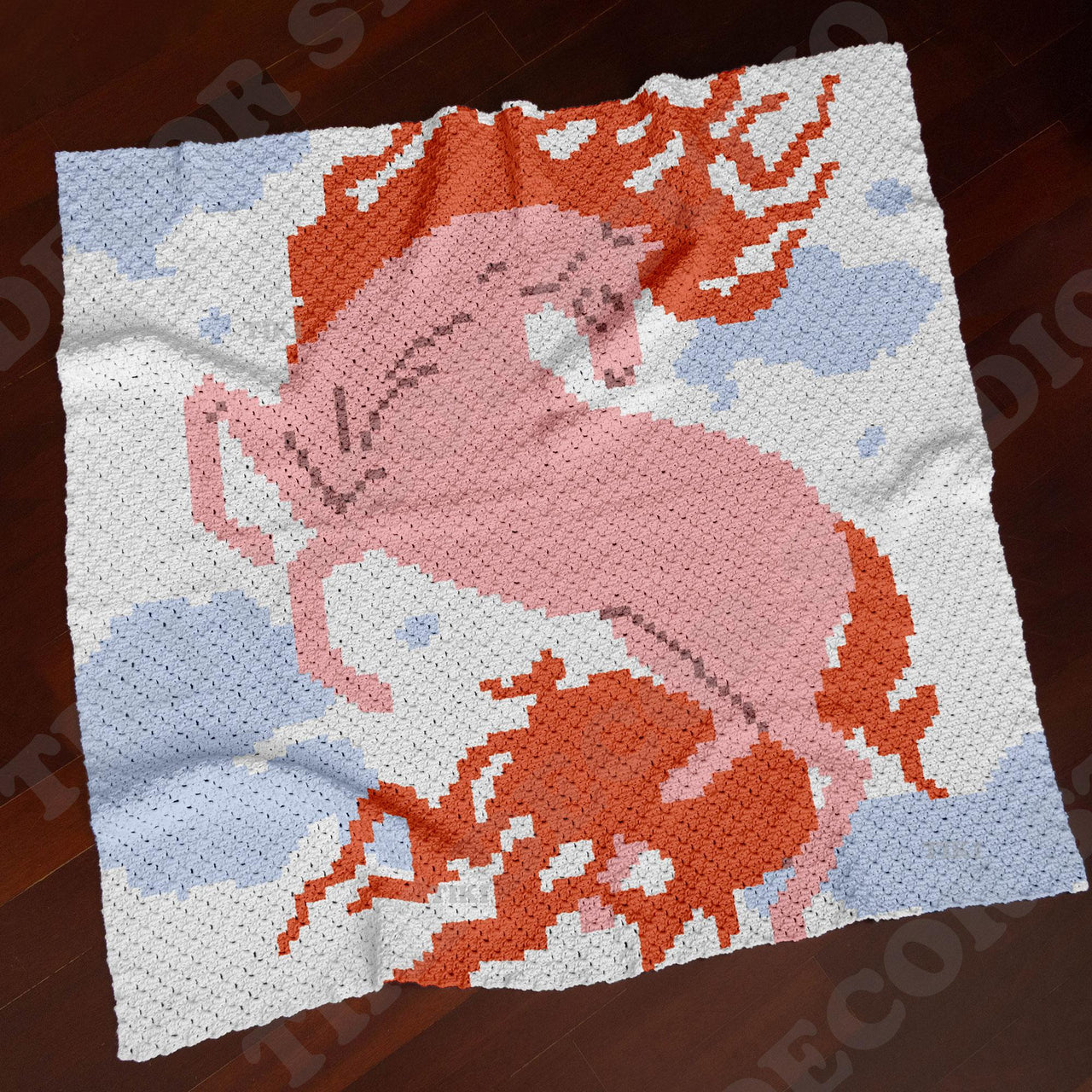 Horse Fire Blanket Fantasy Unicorn Throw C2C CROCHET PATTERN Bronco Afghan