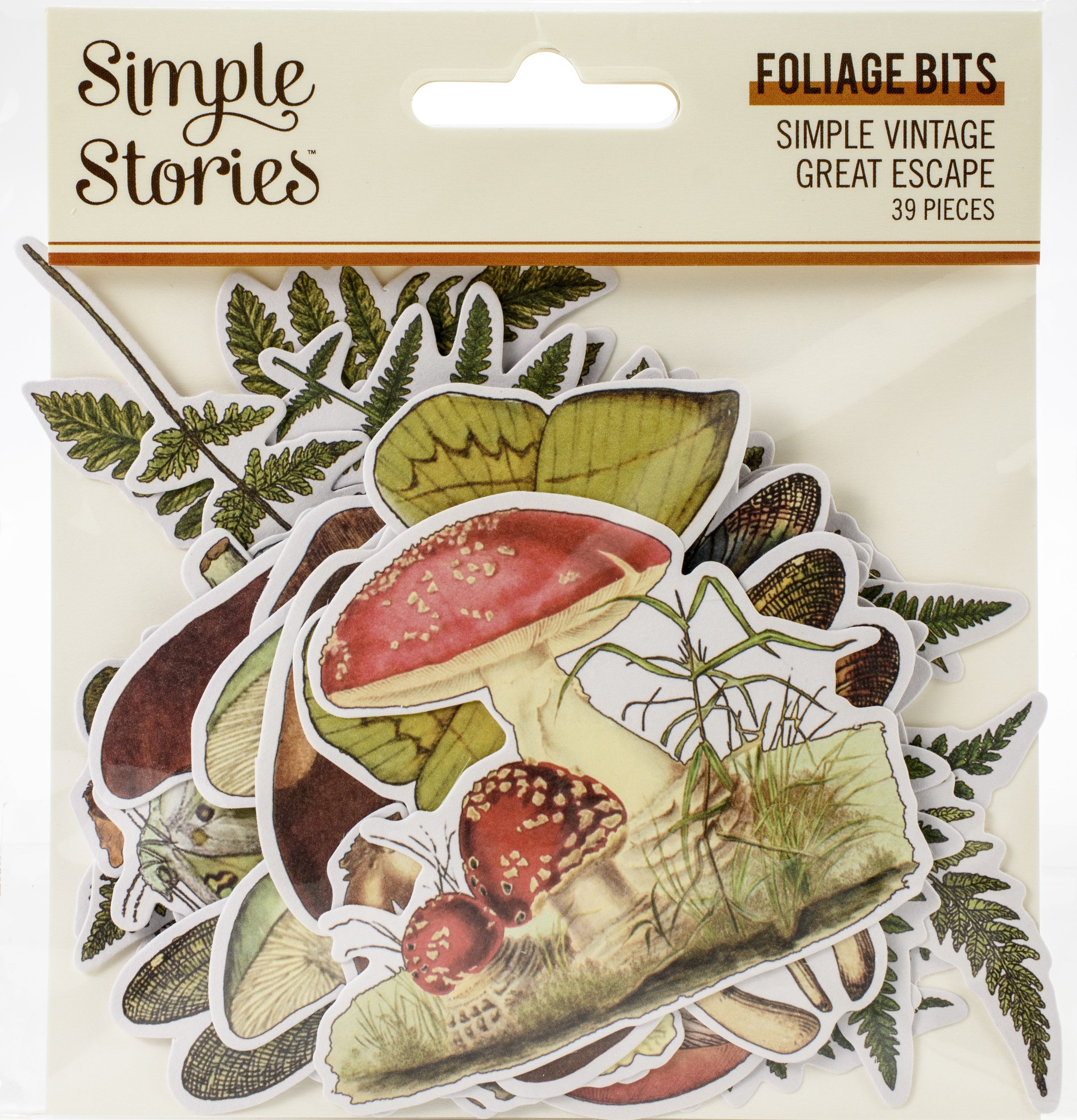 Simple Stories Simple Vintage Great Escape Bits & Pieces Die-Cuts 39/Pkg - Foliage