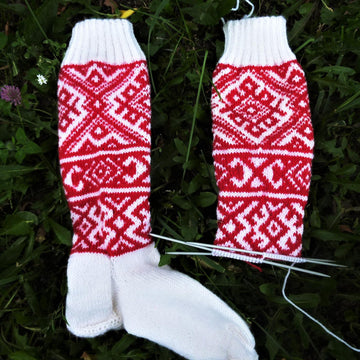 Red white knee high socks