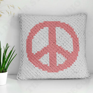 PEACE Symbol Pillow Mini C2C Diagonal Crochet Pattern