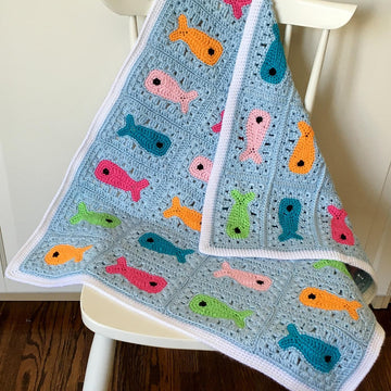 Crochet Baby Blanket Pattern With Fish: Fishy Little Baby Blanket