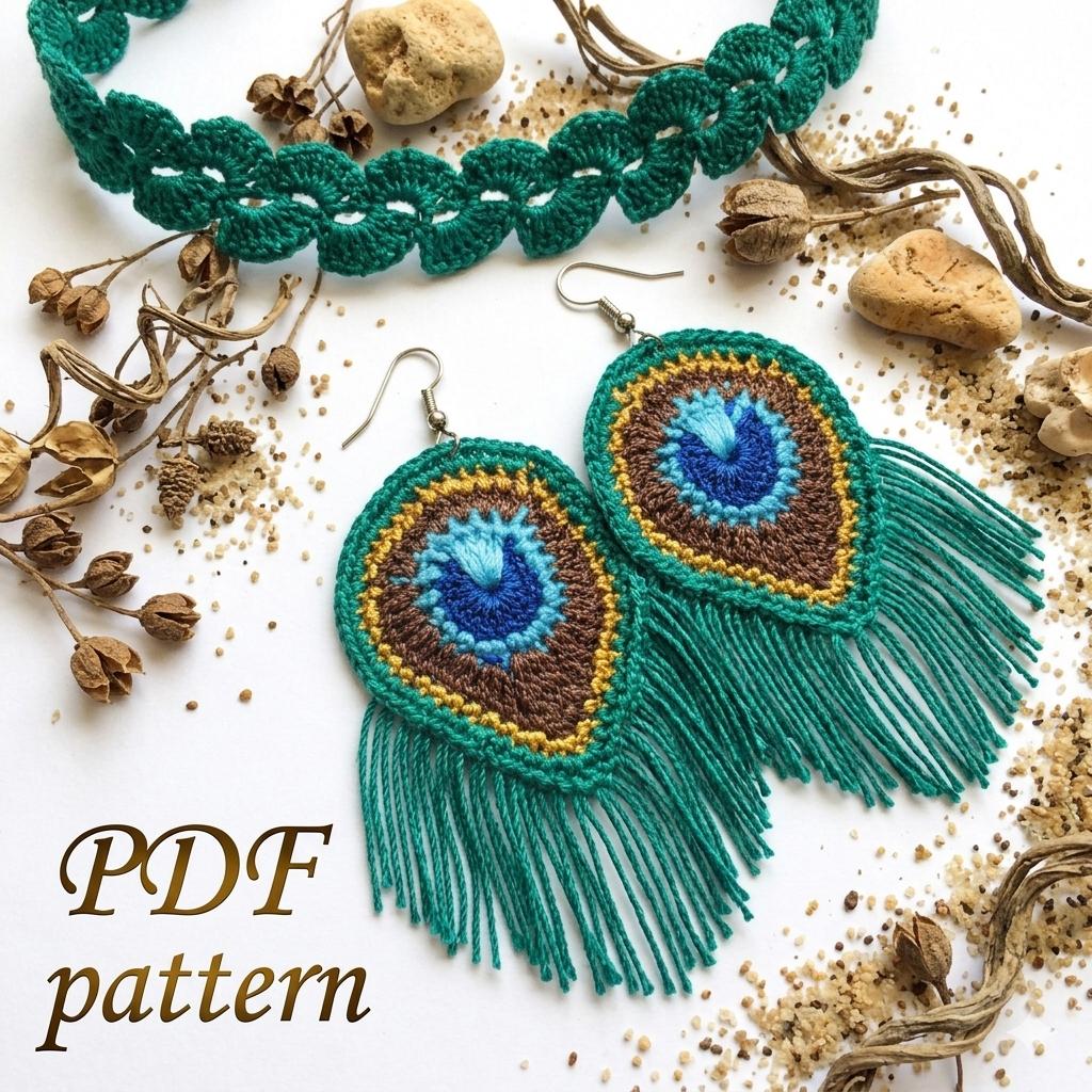 8. Peacock feather earrings