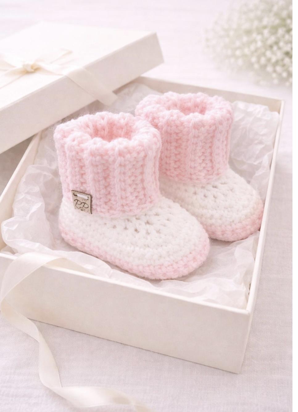 Ribbed Cuff Baby Booties