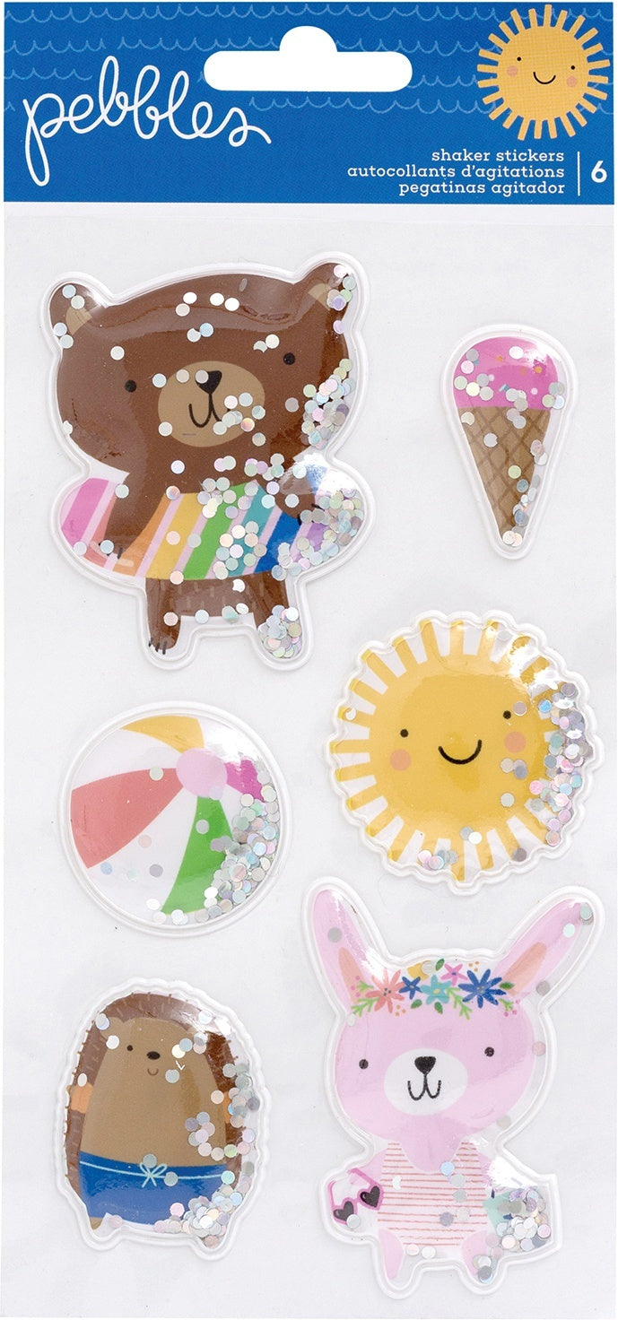 American Crafts Sun & Fun Shaker Stickers 6/Pkg - 621073