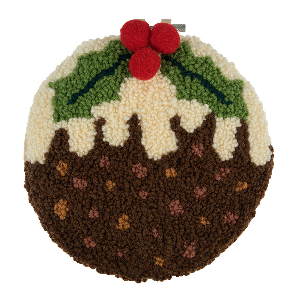 Trimits Yarn Punch Needle Kit with Hoop: Christmas Pudding Punch Needle Kit - 8in