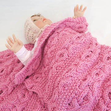 Reversible Hugs & Kisses Cable baby Blanket