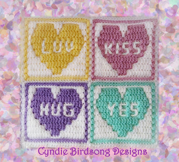 Valentine Candy Hearts mosaic square & Bonus Chart