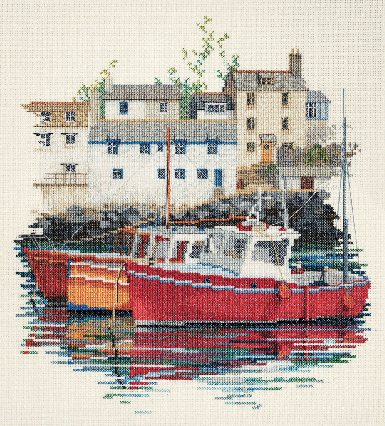 Derwentwater Designs Fishing Village Cross Stitch Kit - 29.5cm x 30cm