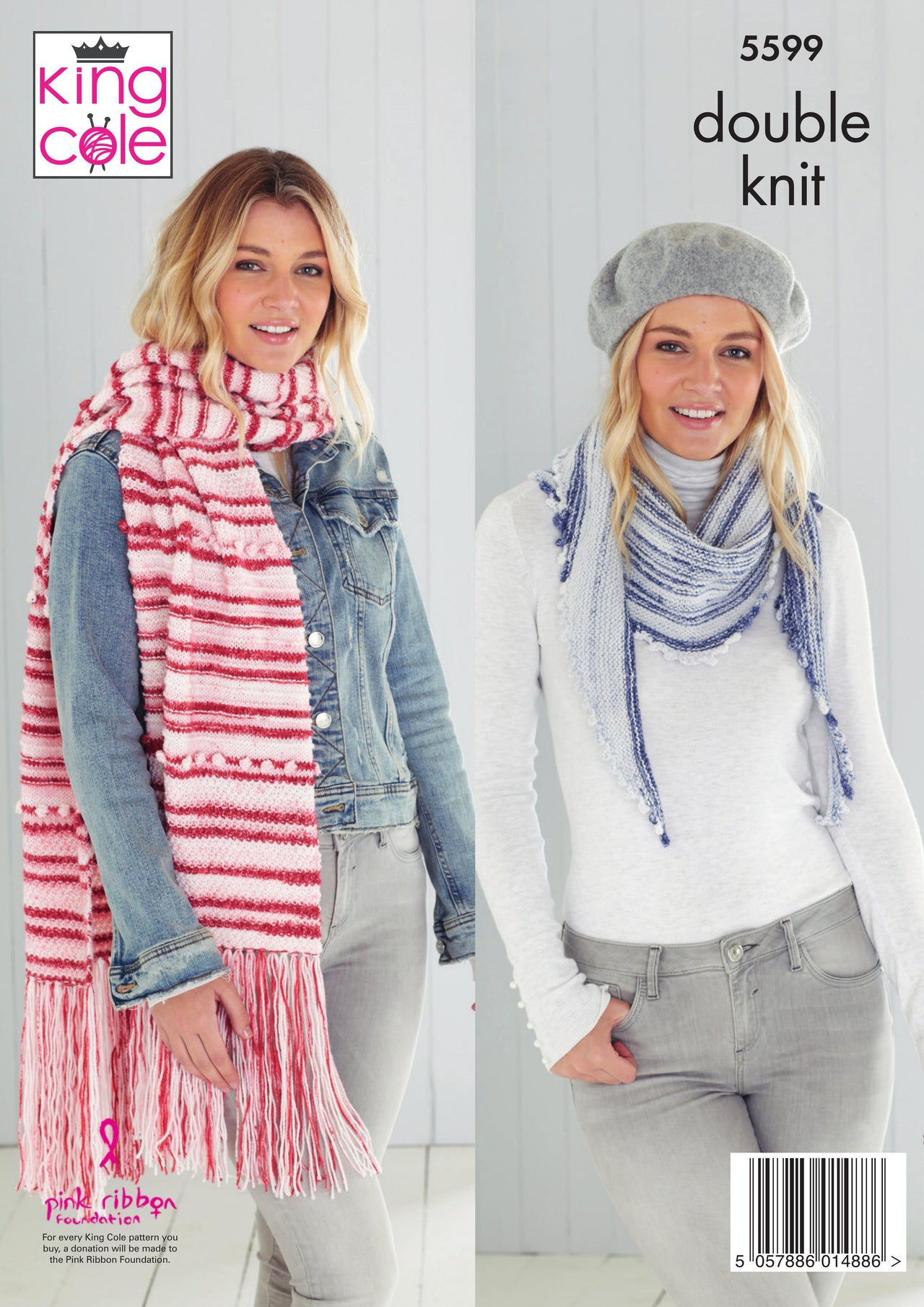 Shawls in King Cole Stripe DK - 5599 - Downloadable PDF