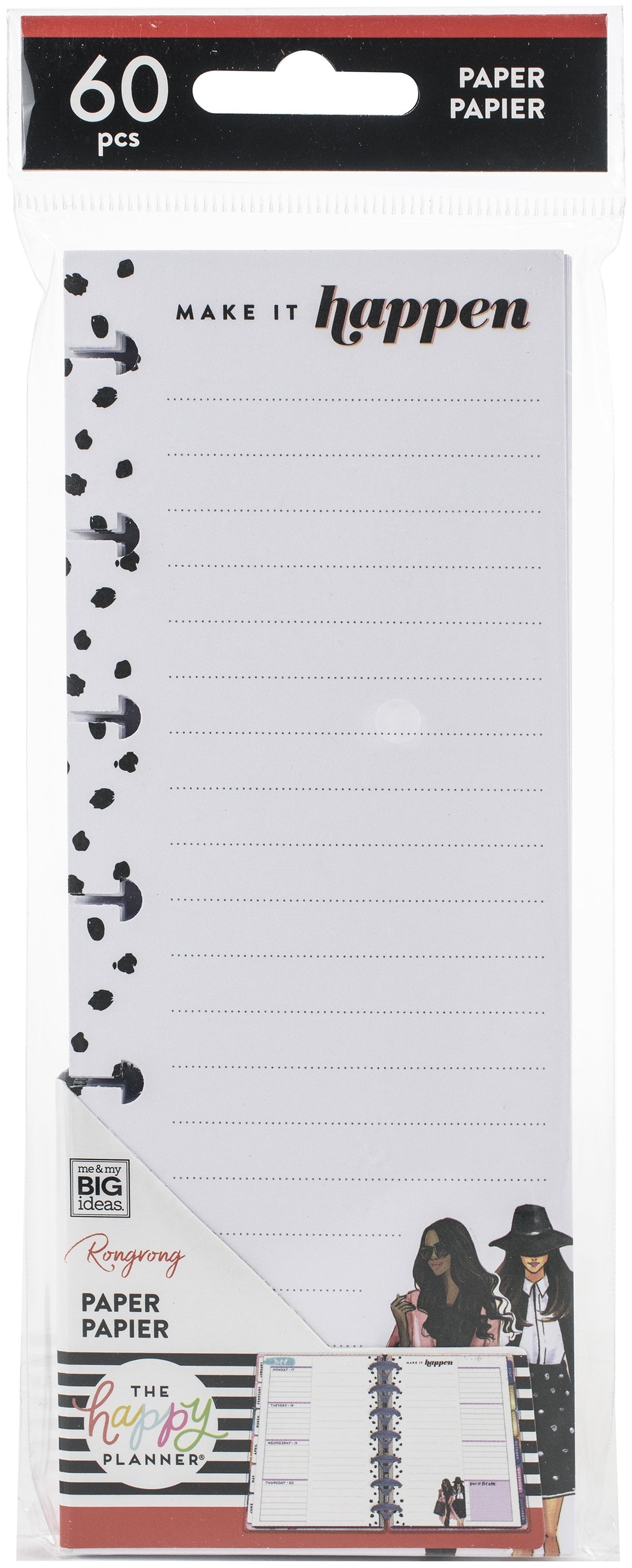 Happy Planner Mini Half Sheet Fill Paper 60/Pkg - Make It Happen X Rongrong