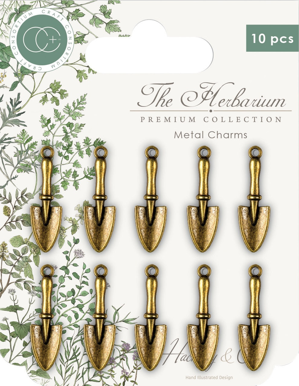 Craft Consortium The Herbarium Metal Charms 10/Pkg - Brass Trowels