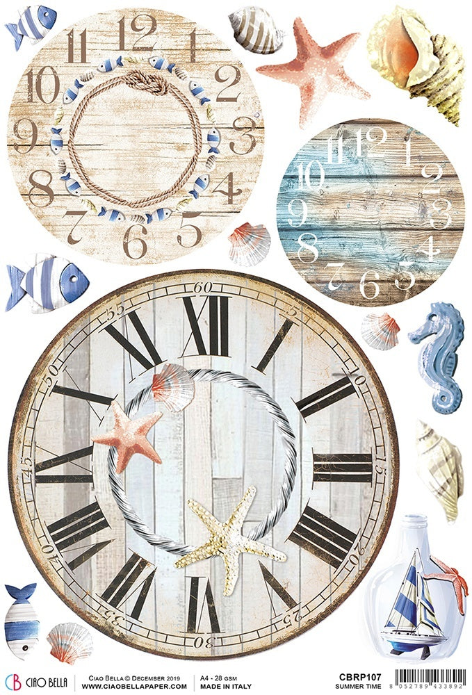 Ciao Bella Rice Paper Sheet A4 5/Pkg - Summer Time, Sound Of Summer
