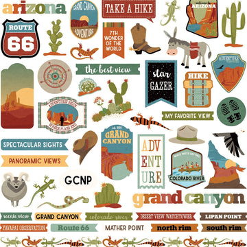 Photoplay Paper National Parks Grand Canyon Stickers 12"X12" - Elements