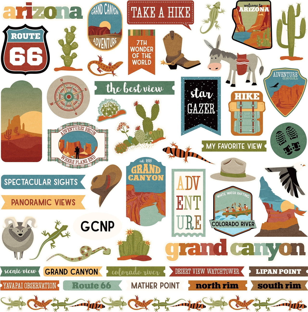 Photoplay Paper National Parks Grand Canyon Stickers 12"X12" - Elements