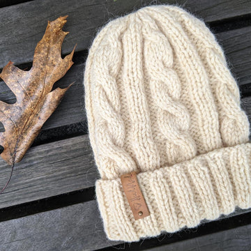 Crème Brûlée Cable Knit Hat