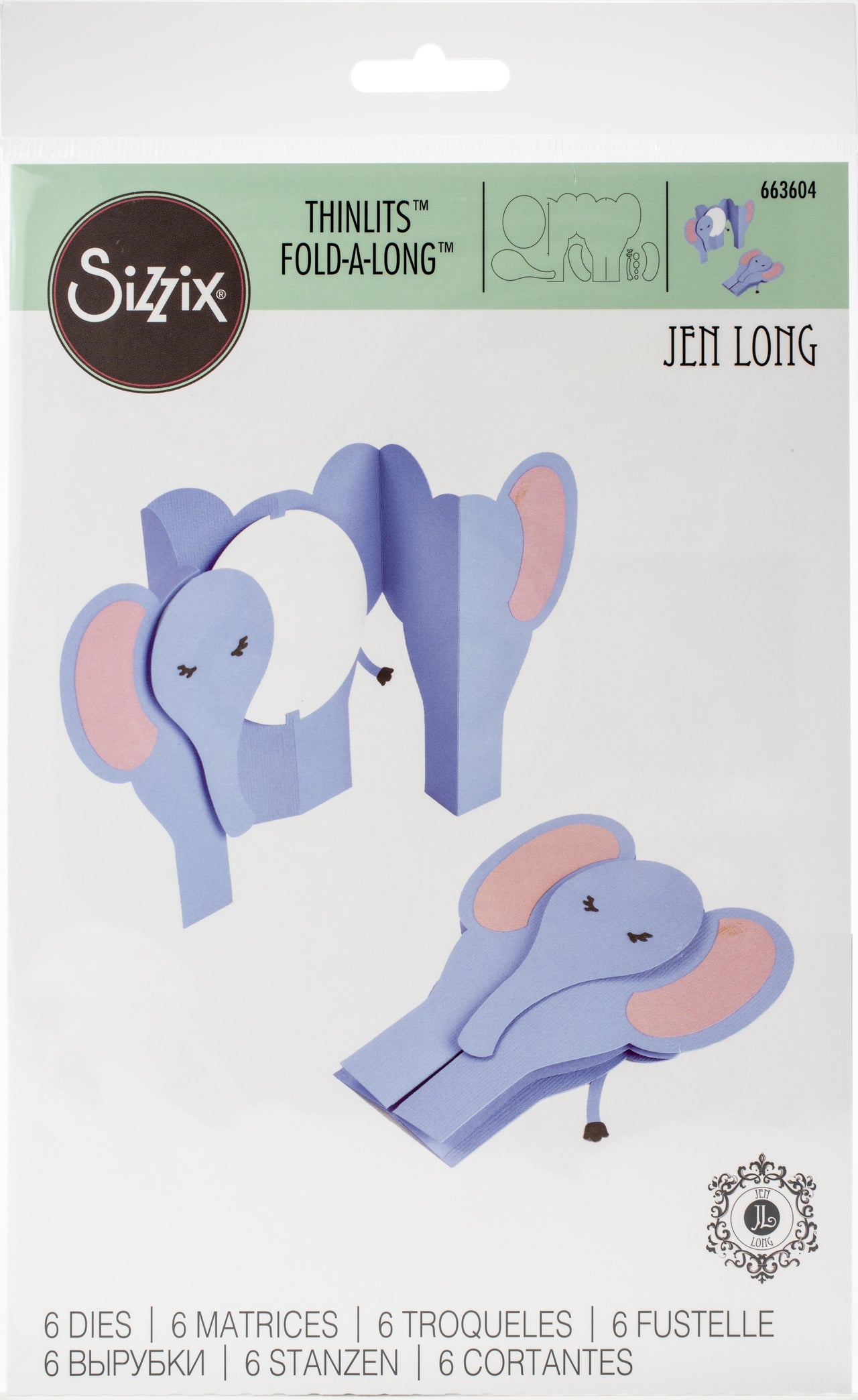 Sizzix Thinlits Dies By Jen Long - Fold-A-Long Card, Elephant