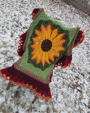 Boho Sunflower Circular Afghan