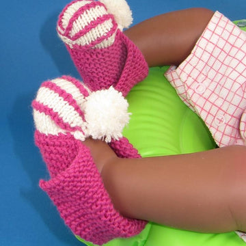 Baby Granny Bobble Stripe Slippers