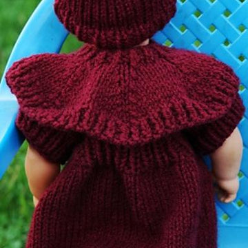 Riding Hood Dress and Hat for Baby Doll