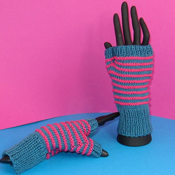 Stripe Pattern Fingerless Gloves