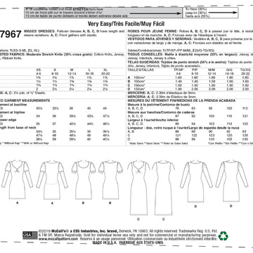 McCall's Misses' Dresses M7967 - Sewing Pattern