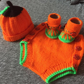 Halloween Hat, Booties, Cardi, Nappy Cover 3-6mths and 6-9mths