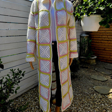 Maxi coat with granny squares