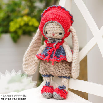 Crochet Pattern - Doll Clothes - Outfit Cute Little Girl for Bunny toy