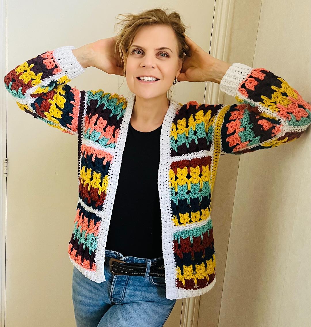 KALEIDOSCOPE KITTY SQUARES CARDIGAN