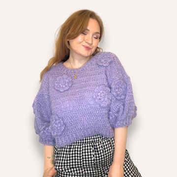 Feeling Floral Crochet Crop Sweater