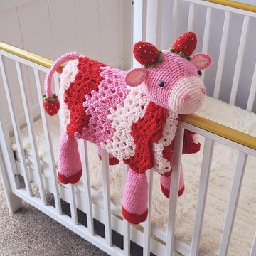 3in1 Strawberry Cow Baby Blanket Cow AmiBlanket