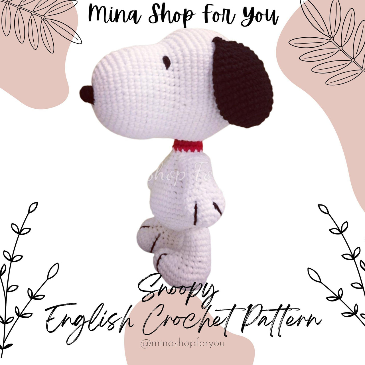 MS003 Snoopy Crochet Pattern: 8-inch Amigurumi (English PDF)