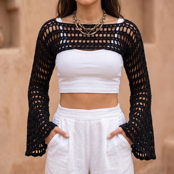 Crochet Mesh Sleeve Sweater Pattern PDF