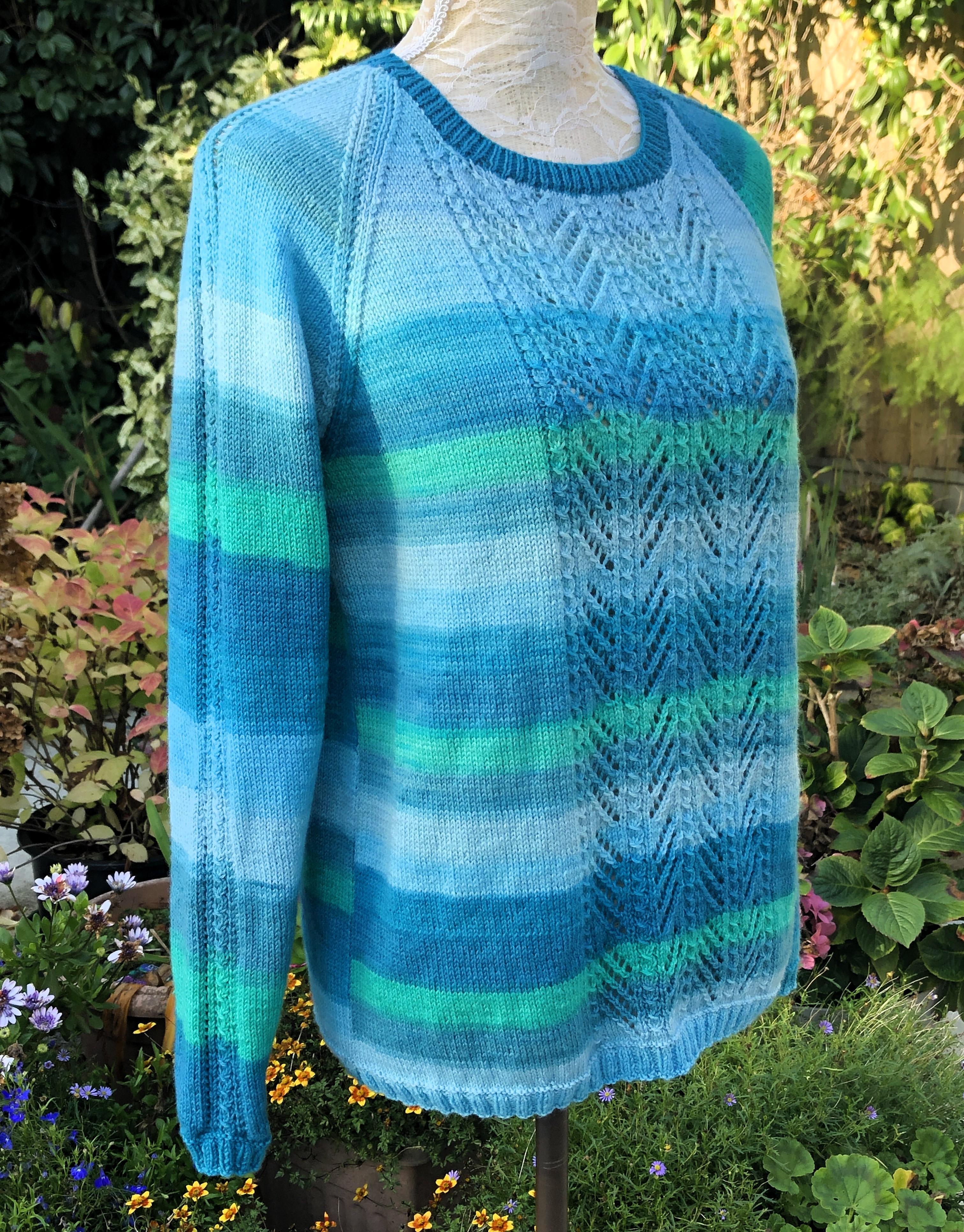 4 Ply Raglan Sweater with Eyelet Panels