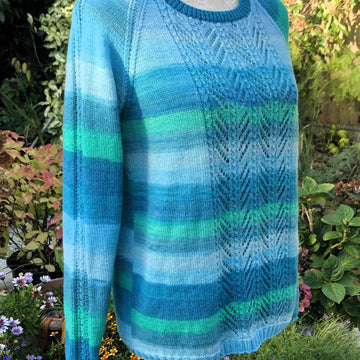 4 Ply Raglan Sweater with Eyelet Panels