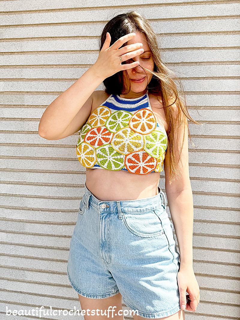 Citrus Splash Halter Top