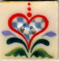 Mill Hill Button 87017 - Checkered Aqua Heart