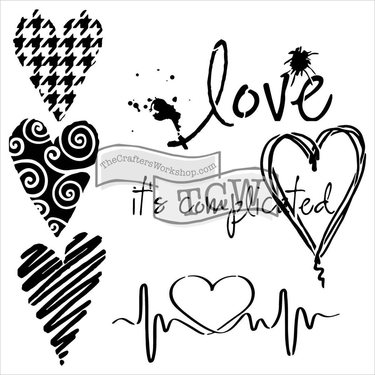 The Crafter's Workshop Crafter's Workshop Template 6"X6" - Complicated Hearts