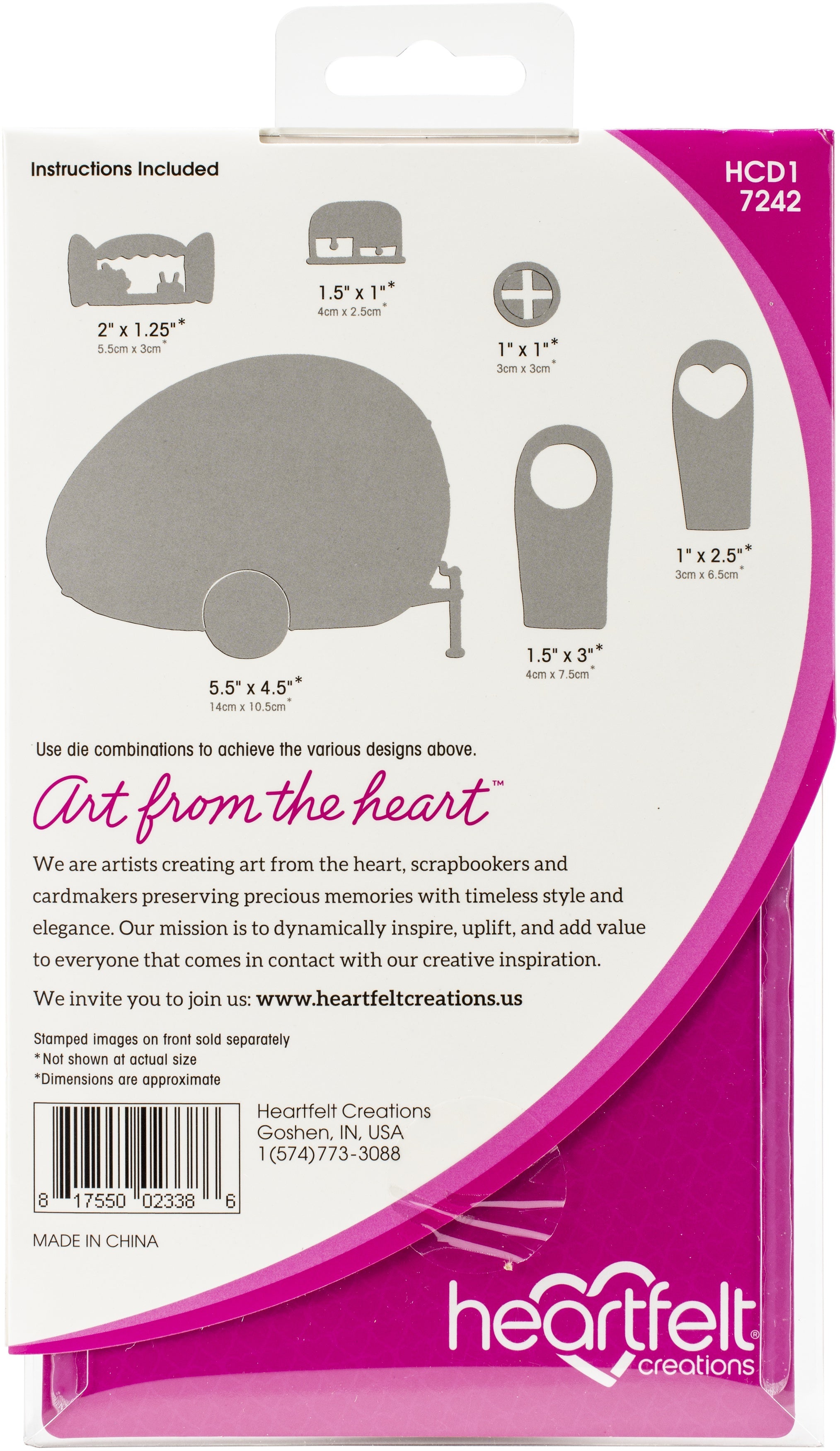 Heartfelt Creations Cut & Emboss Dies - Happy Camper 1" To 5.5"