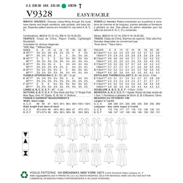 Vogue Misses' Dress V9328 - Sewing Pattern