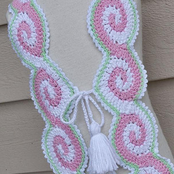 Celtic Pink Crochet Scarf with tassels