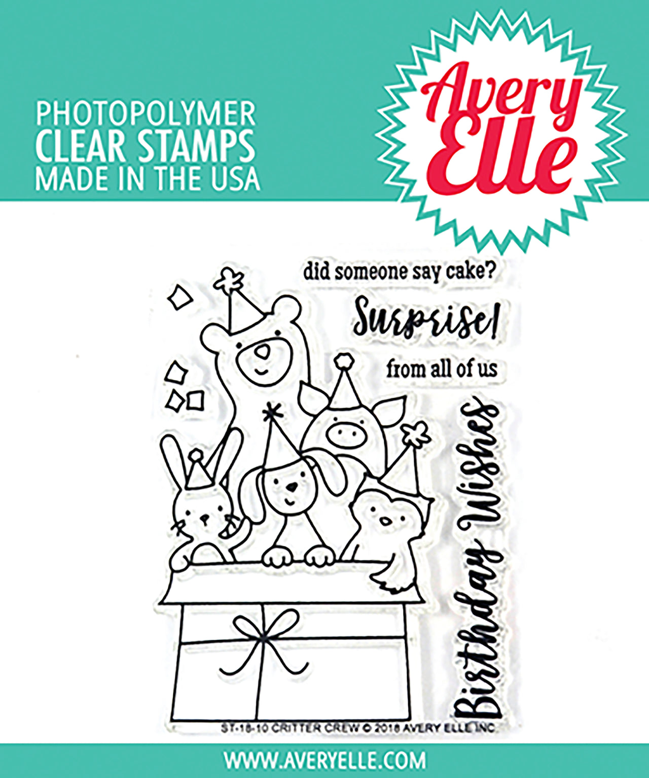 Avery Elle Clear Stamp Set 4"X3" - Critter Crew