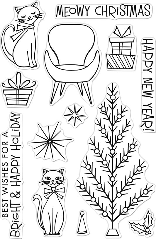 Hero Arts Clear Stamps 4"X6" - Meowy Christmas