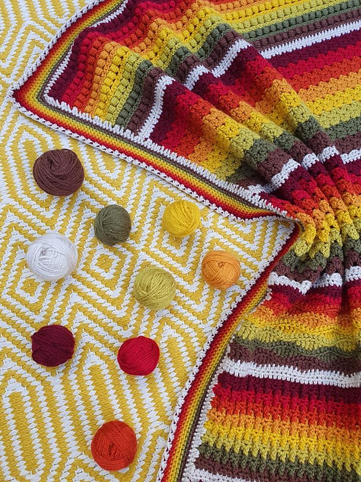 Cosy Autumn Rainbow Blanket