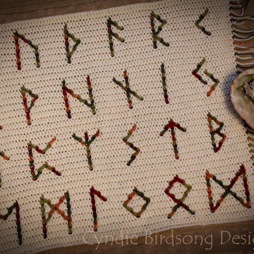 Overlay Mosaic Crochet Square - RUNES alphabet letters