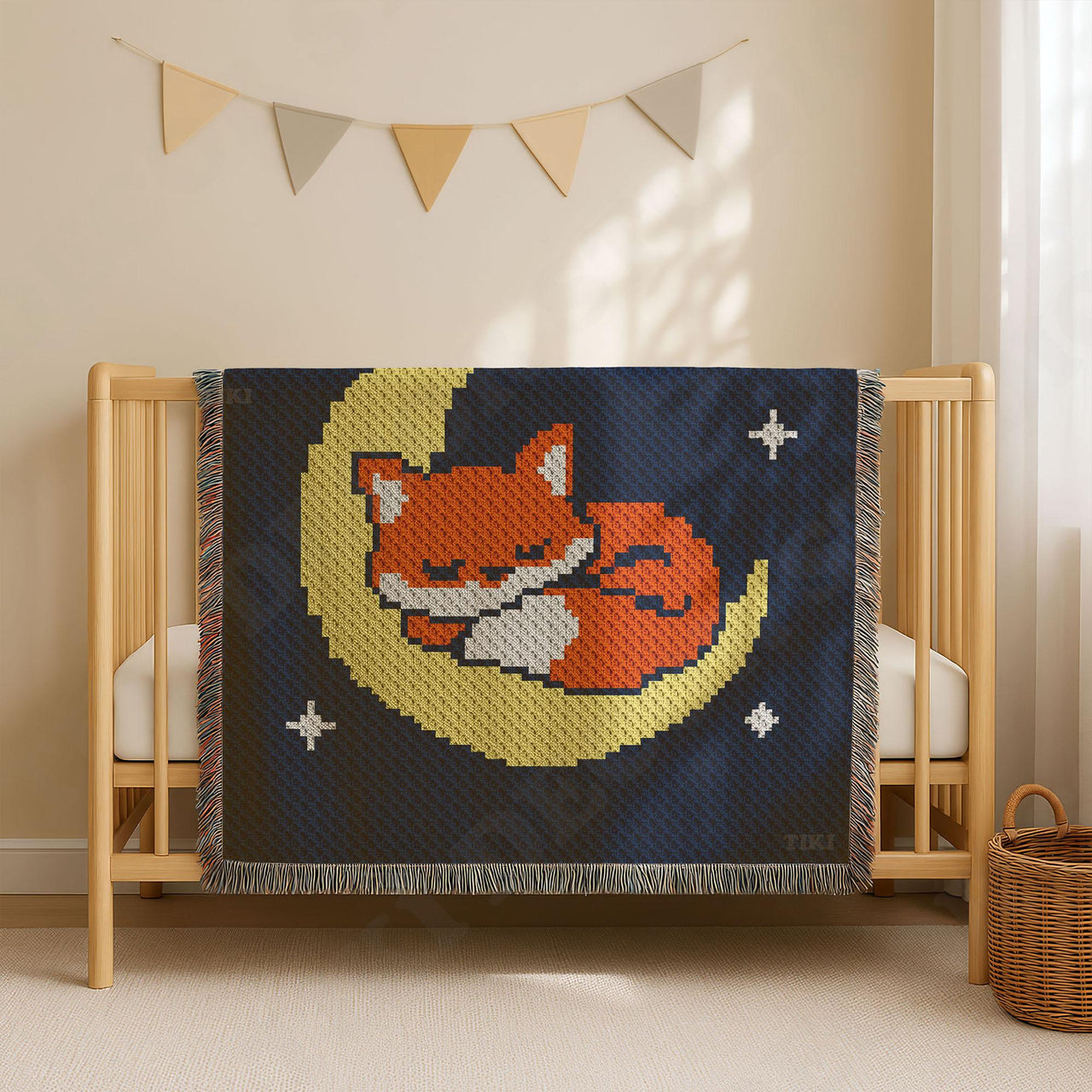 Fox on Moon Baby Blanket C2C CROCHET PATTERN