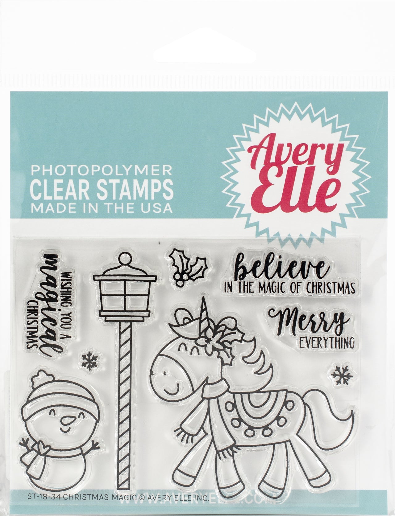 Avery Elle Clear Stamp Set 4"X3" - Christmas Magic