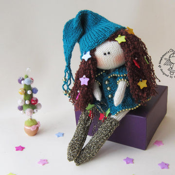Doll with Christmas Tree dress